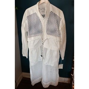 NWT Sz M Free People Movement Under Sea Mesh Maxi Parka Convertible Jacket White